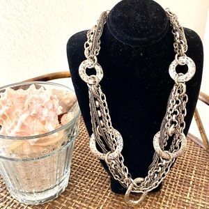 VCLM Hammered Silver Multi Chain Necklace